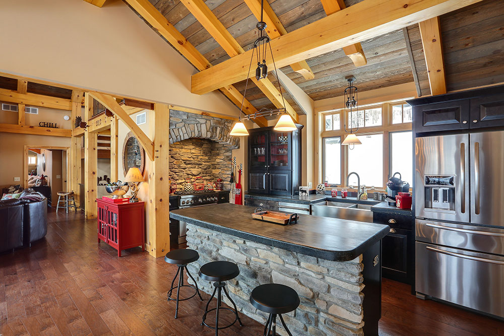 timber frame home kitchen design
